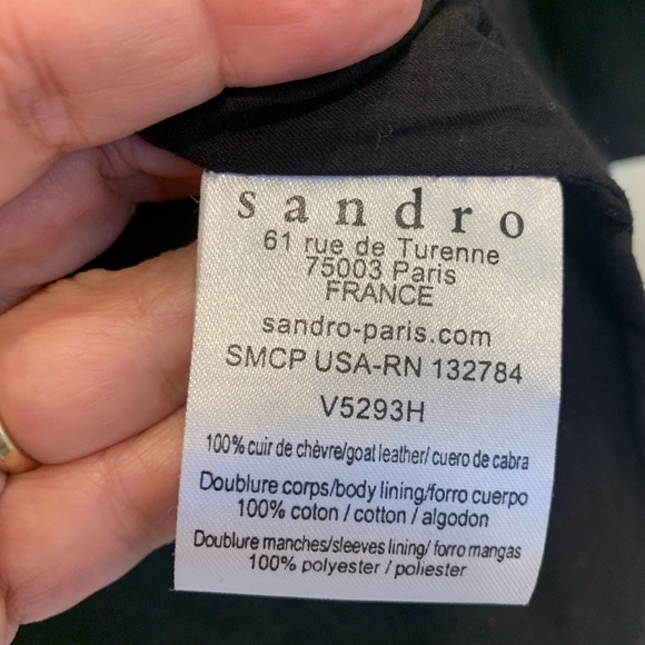 Sandro black leather jacket. Size 3 (L) - Picture 3 of 5